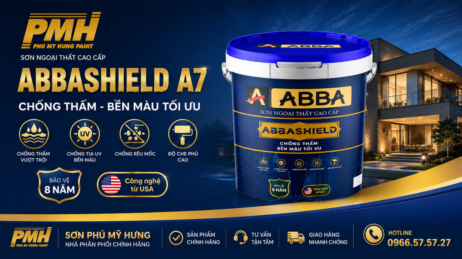 sơn ngoại thất cao cấp bền màu tối ưu abbashield a7 chính hãng