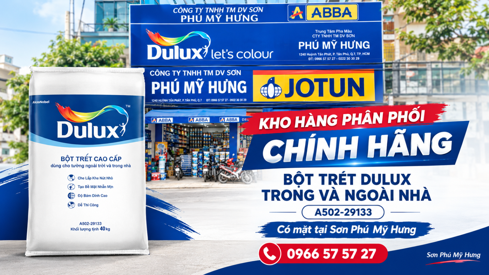 Đại lý phân phối Bột trét Dulux trong và ngoài nhà - A502-29133 uy tín