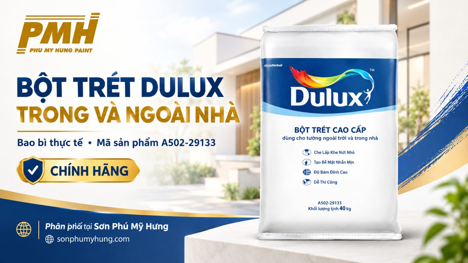 Bột trét Dulux trong và ngoài nhà - A502-29133 chính hãng giá tốt