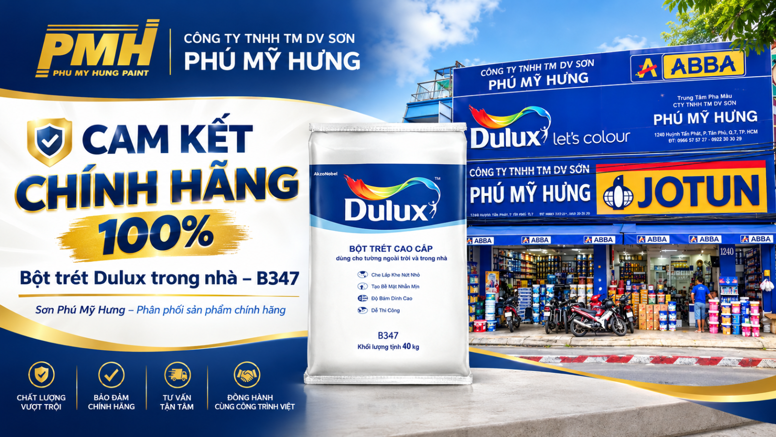 Đại lý Bột trét Dulux trong nhà - B347 Đại lý phân phối Bột trét Dulux trong nhà - B347 uy tín tại TPHCM
