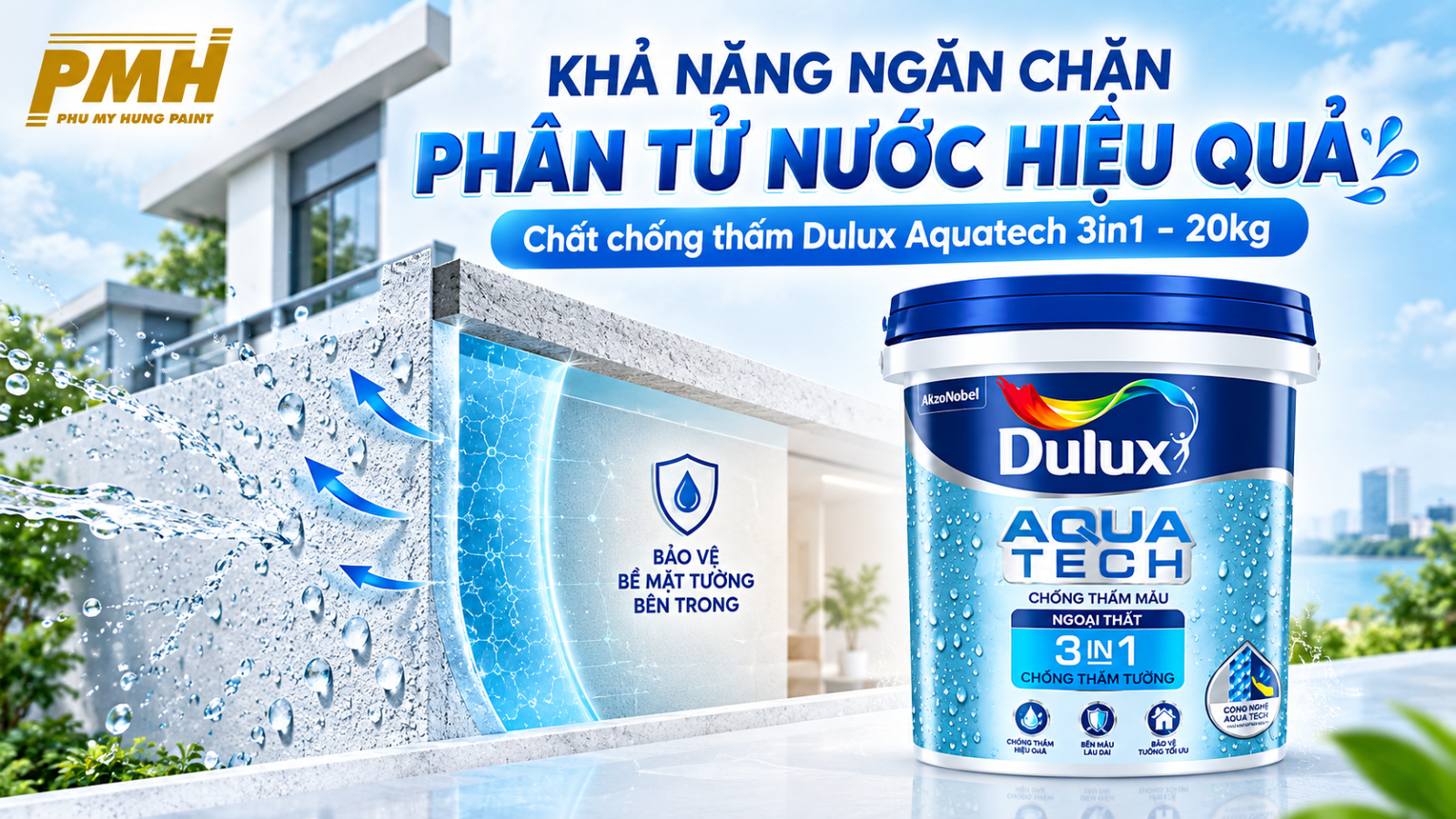 Tính năng vượt trội của Chất chống thấm Dulux Aquatech 3in1 - 20kg