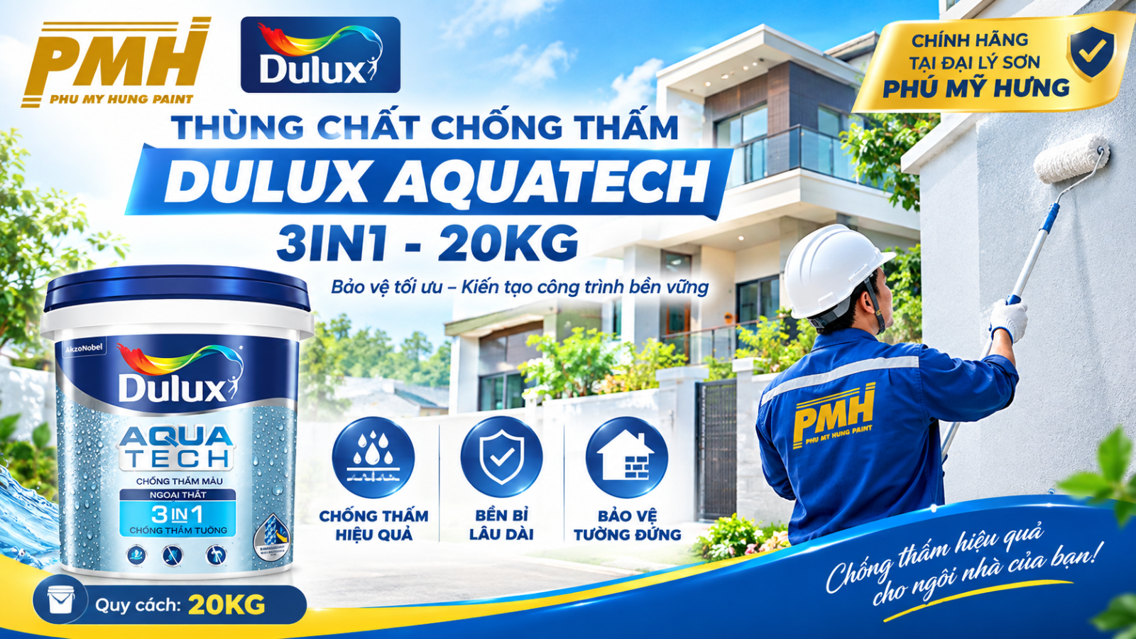 Thùng Chất chống thấm Dulux Aquatech 3in1 - 20kg chính hãng giá rẻ
