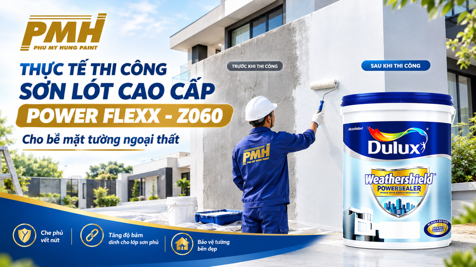 Thi công Sơn Lót Cao Cấp Power Flexx - Z060 chuẩn kỹ thuật