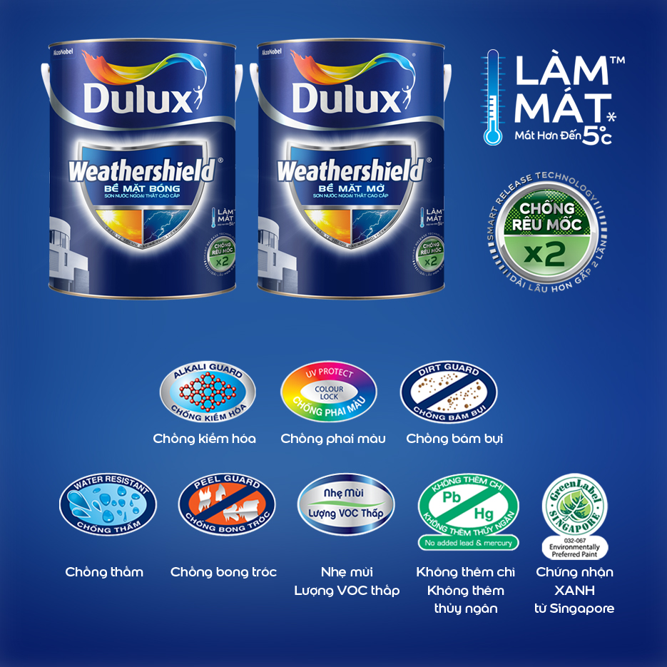 Sơn Dulux Weathershield BJ8 bề mặt mờ hình 1