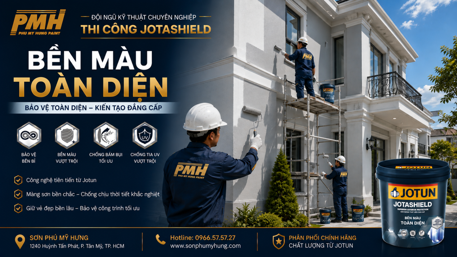 Thi công Jotashield Bền Màu Toàn Diện cho công trình biệt thự ngoại thất