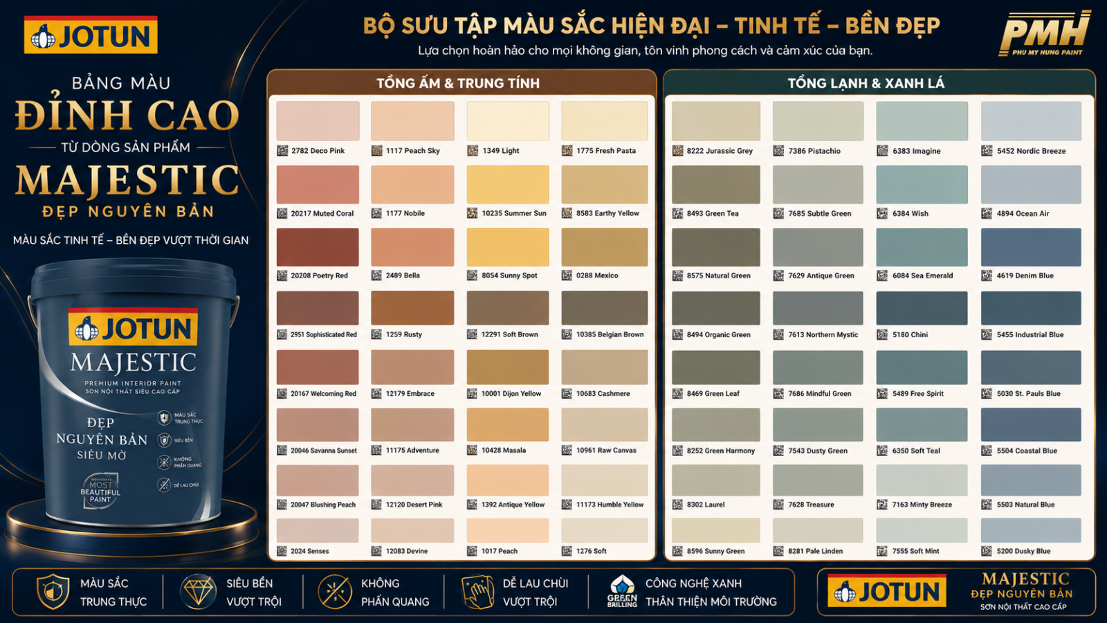 Bảng màu đa dạng của Majestic Đẹp Nguyên Bản