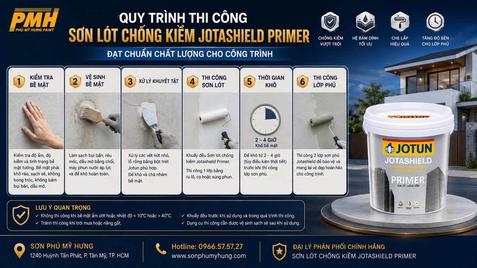 Thi công Sơn lót chống kiềm Jotashield Primer cho biệt thự
