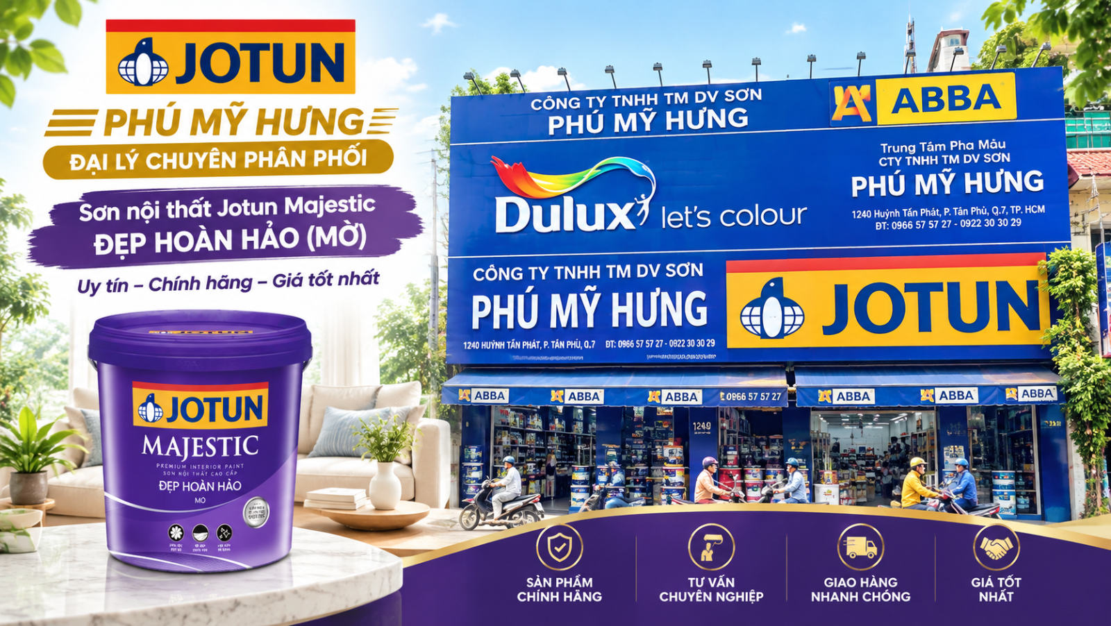 Đại lý phân phối Sơn nội thất Jotun Majestic đẹp Hoàn Hảo (mờ) giá rẻ