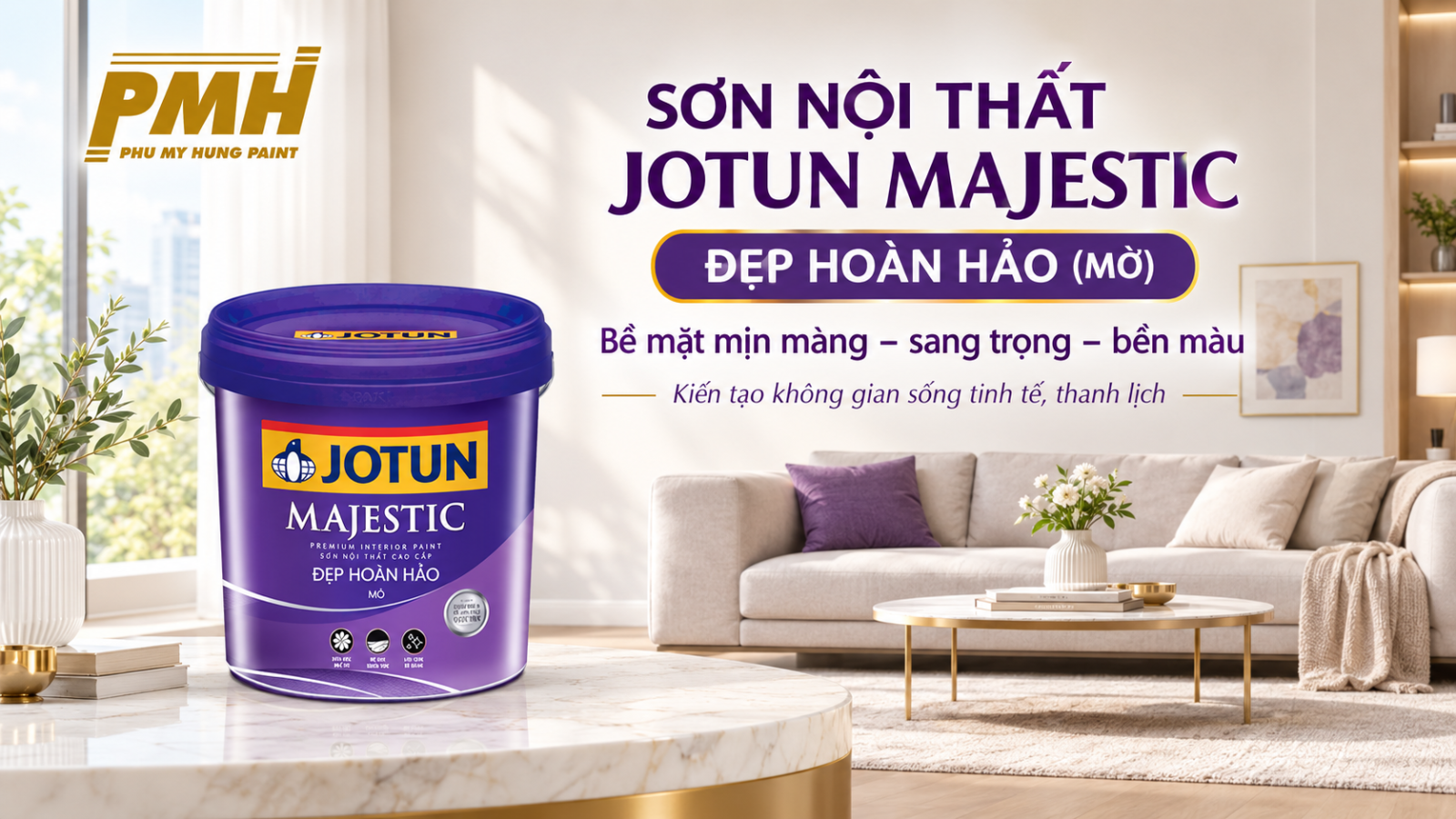 Sơn nội thất Jotun Majestic đẹp Hoàn Hảo (mờ) chính hãng tại Sơn Phú Mỹ Hưng