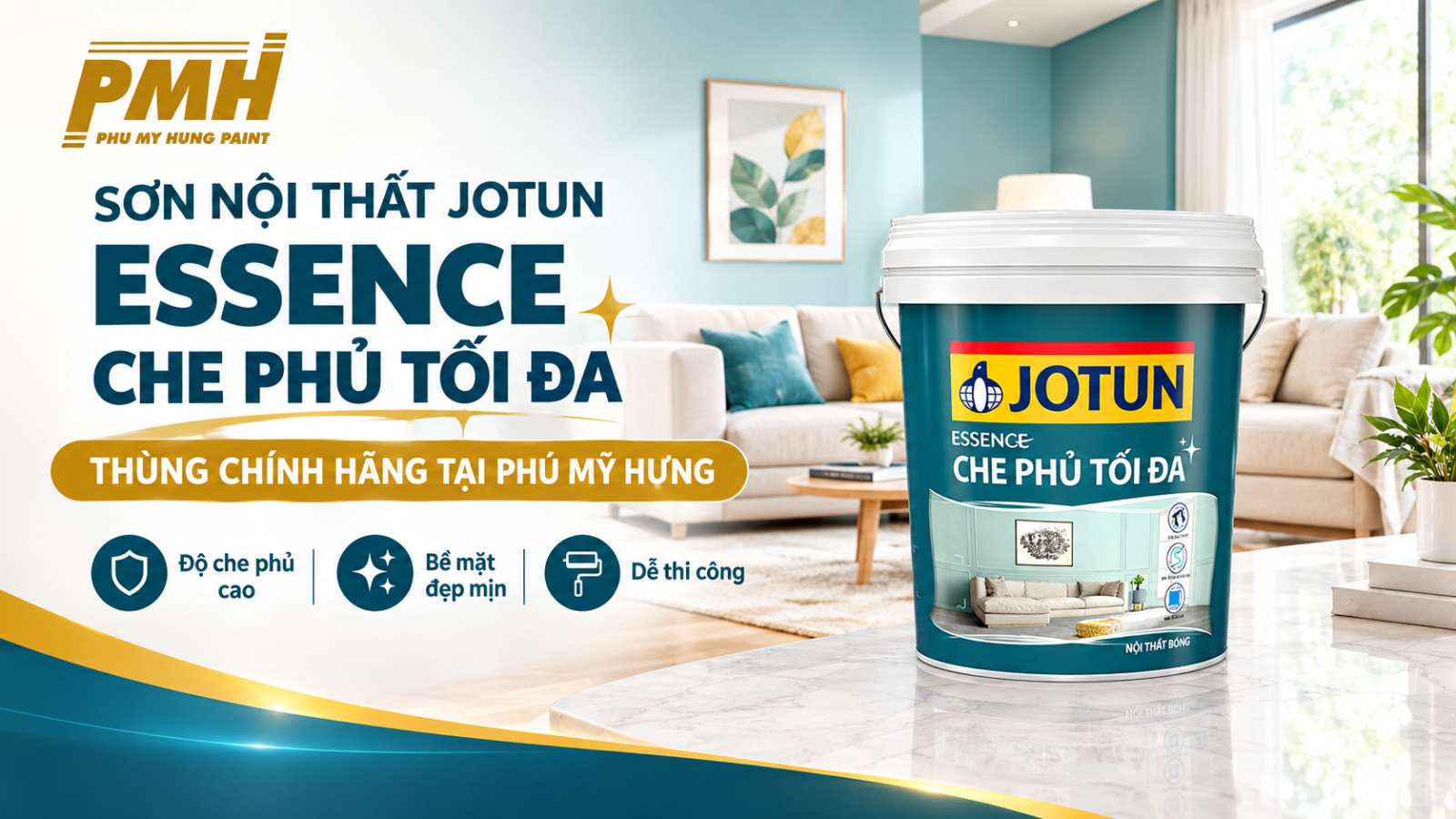 Sơn nội thất Jotun Essence Che Phủ Tối Đa Sơn nội thất Jotun Essence Che Phủ Tối Đa chính hãng tại Sơn Phú Mỹ Hưng