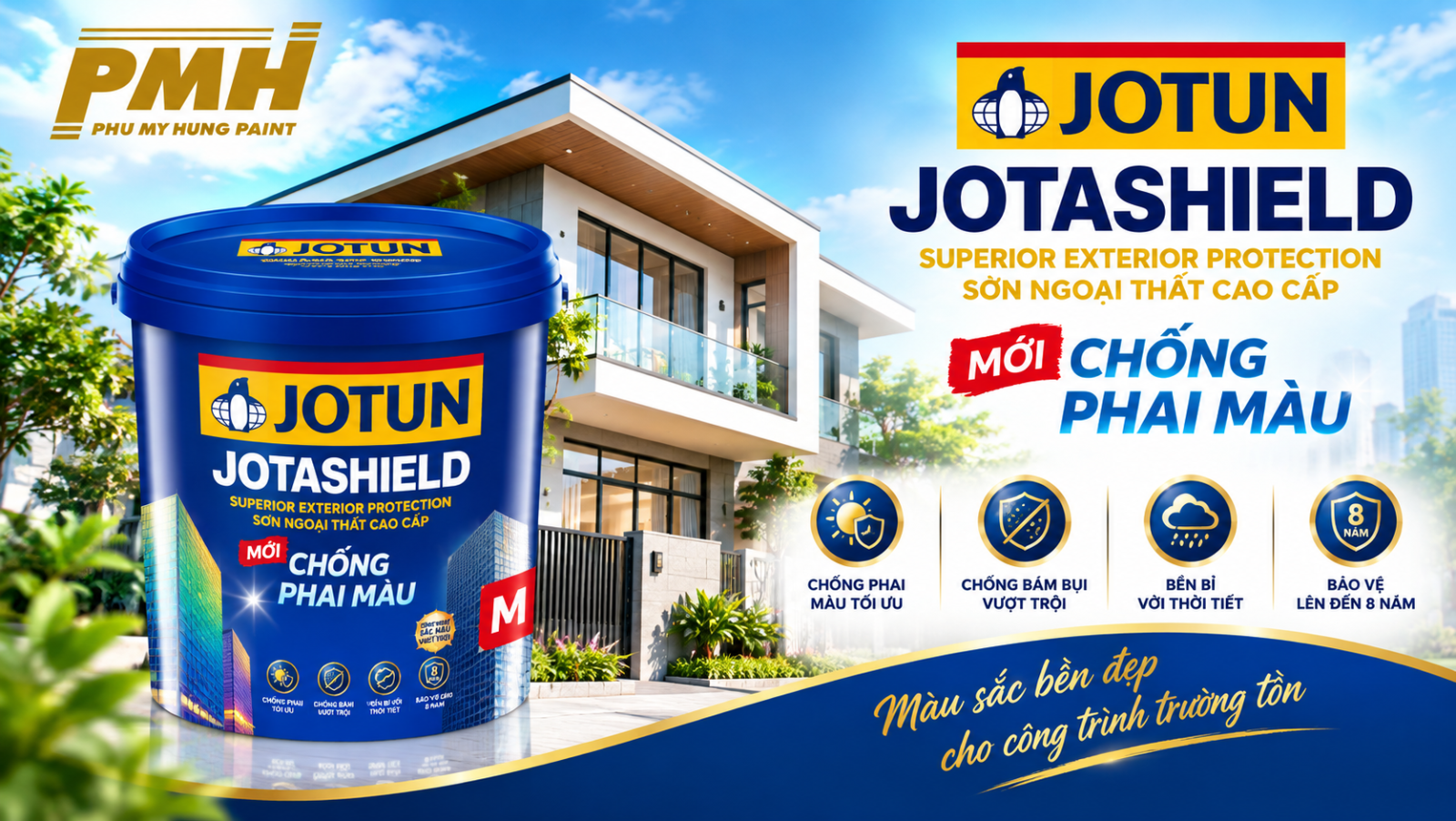 Sơn ngoại thất cao cấp Jotun JOTASHIELD CHỐNG PHAI MÀU (MỚI) chính hãng tại Sơn Phú Mỹ Hưng