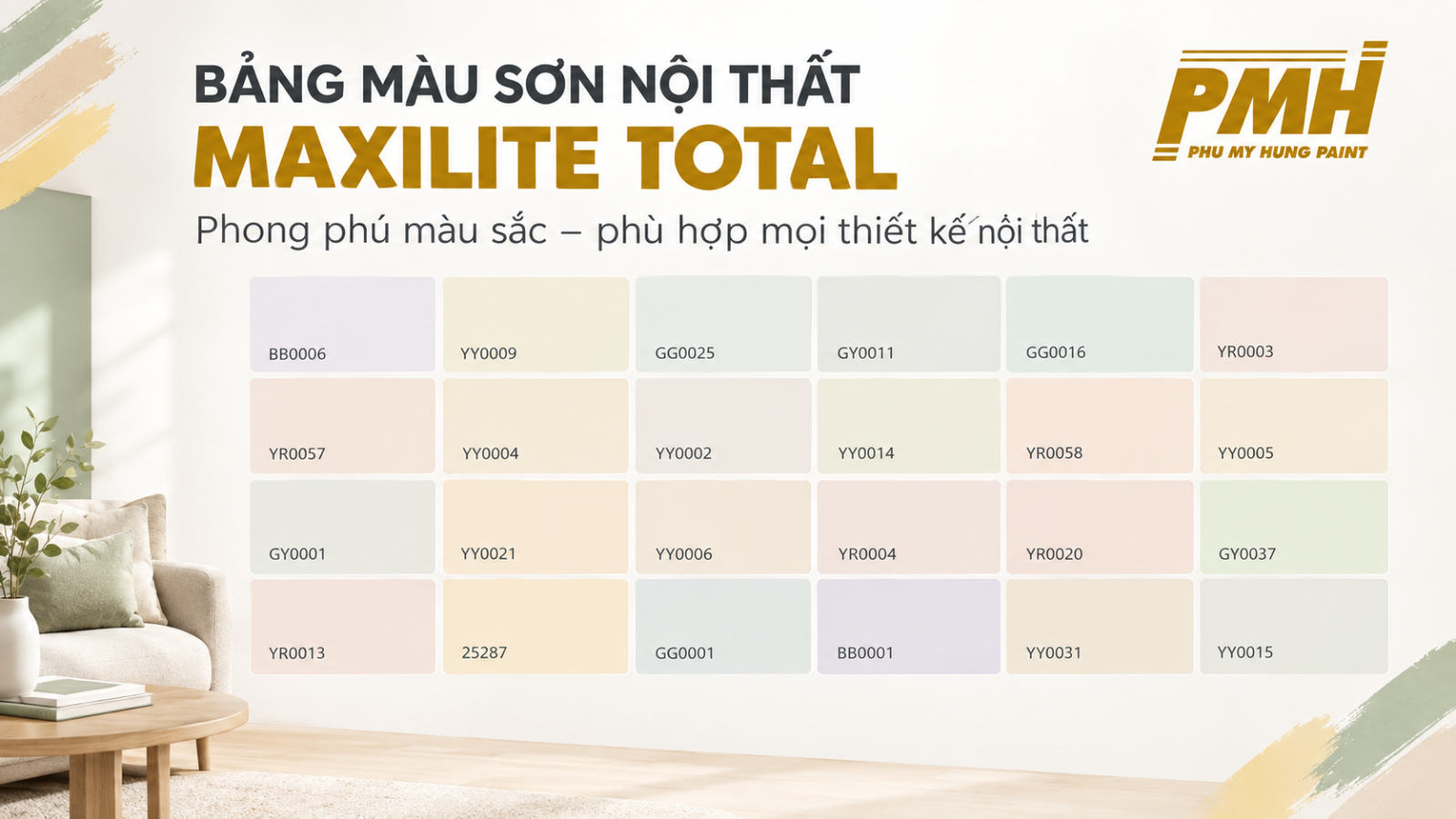 Bảng màu Sơn nội thất Maxilite Total Bảng màu Sơn nội thất Maxilite Total đa dạng phong cách