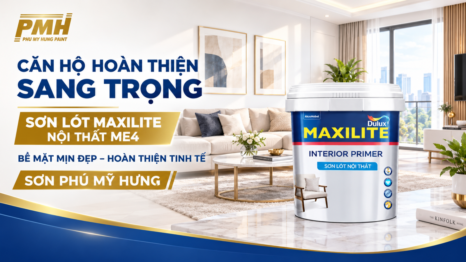Không جانب nội thất đẹp nhờ thi công đúng quy trình sơn lót maxilite nội thất me4