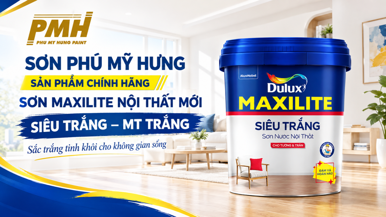Sơn Maxilite nội thất MỚI Siêu Trắng - MT - Trắng Sơn Maxilite nội thất MỚI Siêu Trắng - MT - Trắng