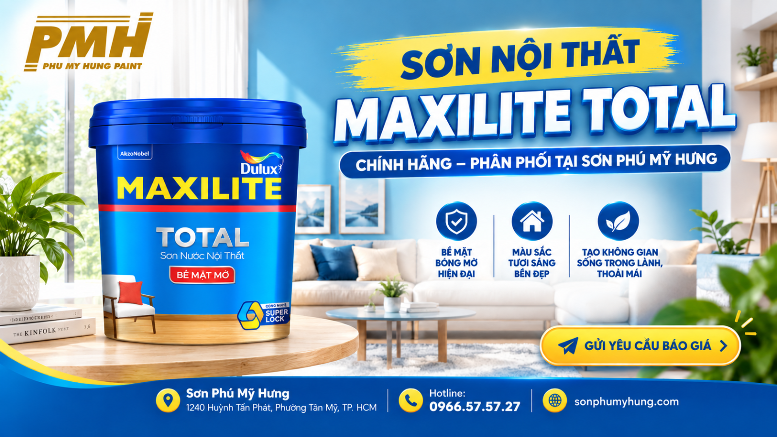 Sơn nội thất Maxilite Total Sơn nội thất Maxilite Total chính hãng thùng 18L giá rẻ
