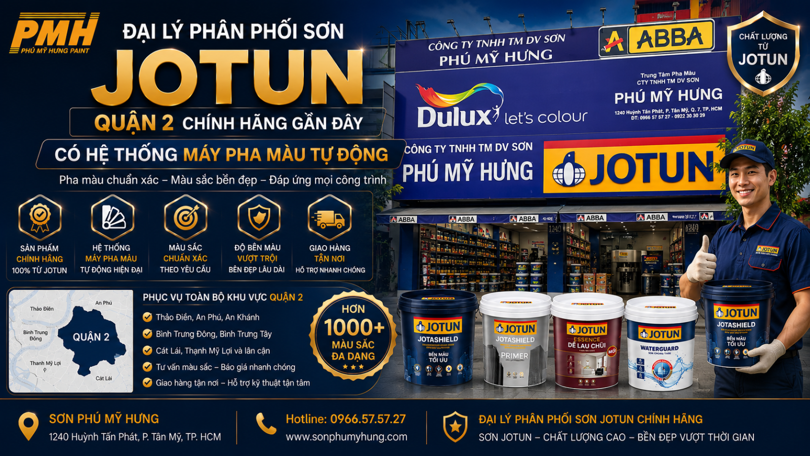 Đại lý phân phối sơn Jotun quận 2 chính hãng gần đây tư vấn bảng màu
