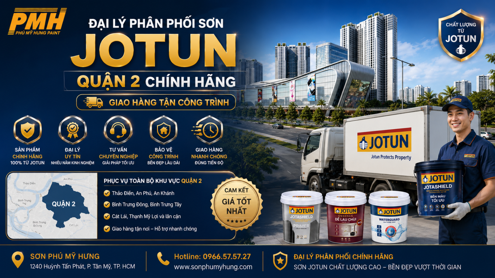 Đại lý phân phối sơn Jotun quận 2 chính hãng gần đây uy tín giá tốt