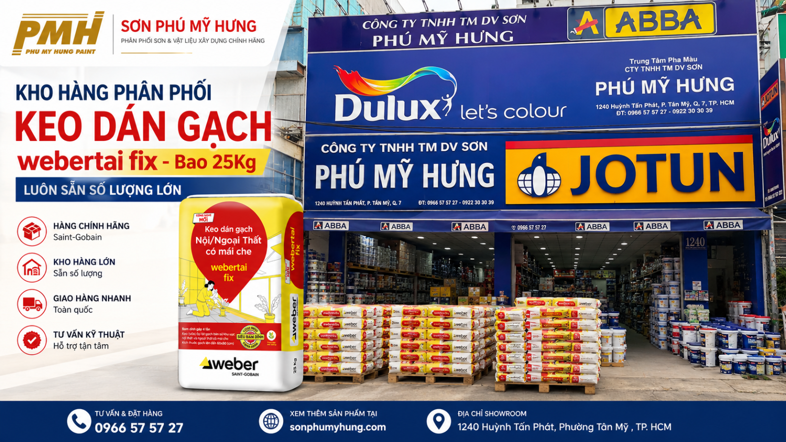 Kho hàng Keo dán gạch webertai fix - Bao 25Kg tại Sơn Phú Mỹ Hưng