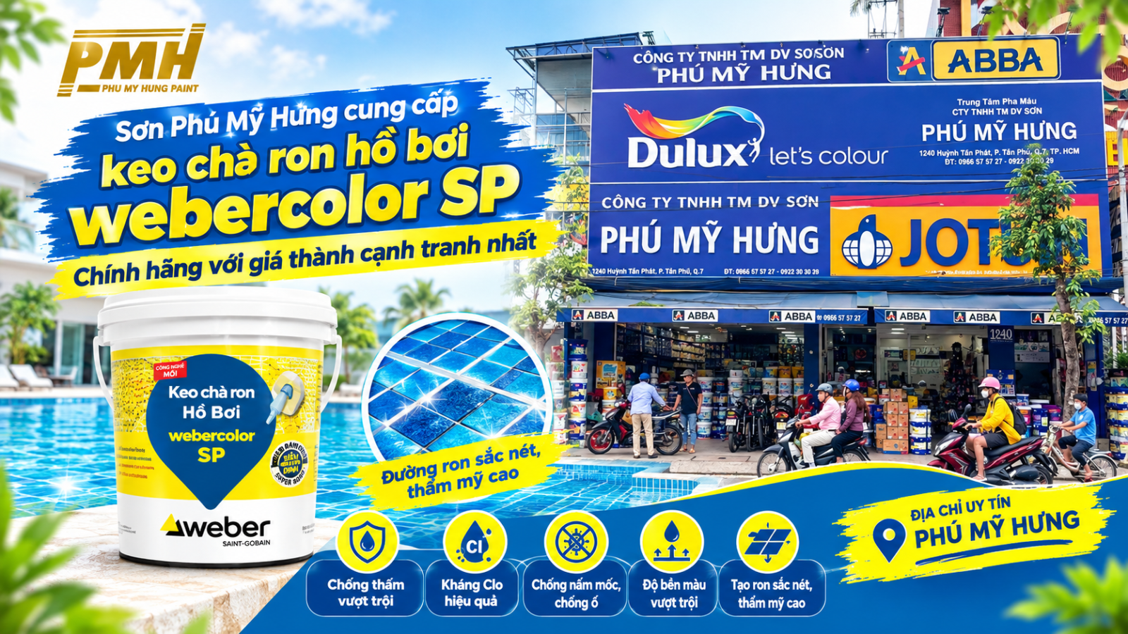 Đại lý phân phối keo chà ron hồ bơi webercolor SP Sơn Phú Mỹ Hưng